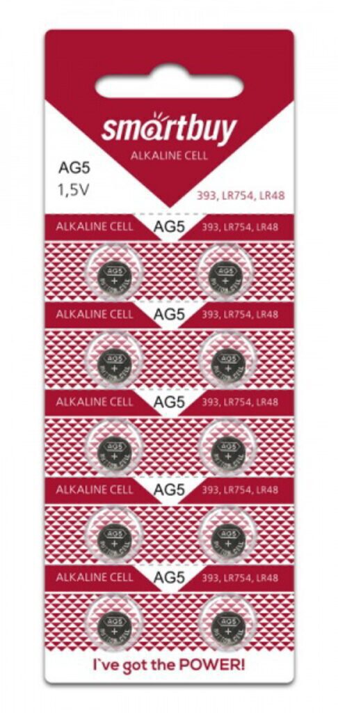 Батарейка-таблетка G5-10B Smartbuy Alkaline, блистер, цена за 1 шт