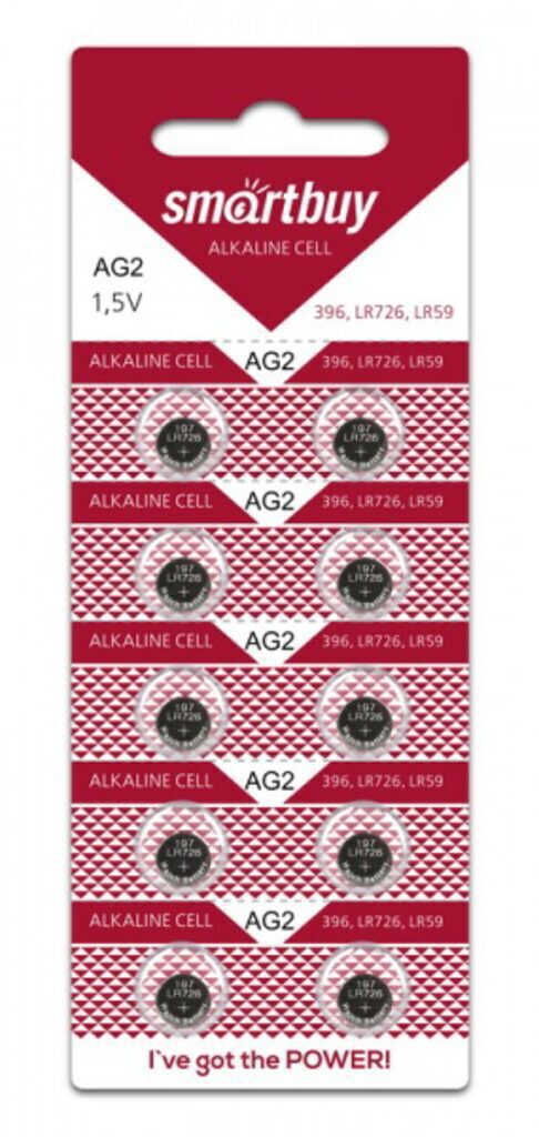 Батарейка-таблетка G2-10B Smartbuy Alkaline, блистер, цена за 1 шт