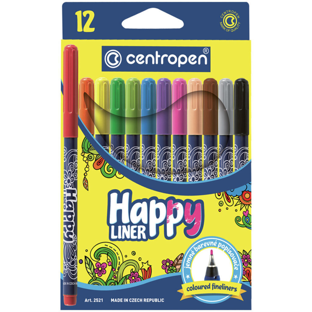 Набор капиллярных ручек Centropen "Happy Liner" 12цв., 0,3мм.,