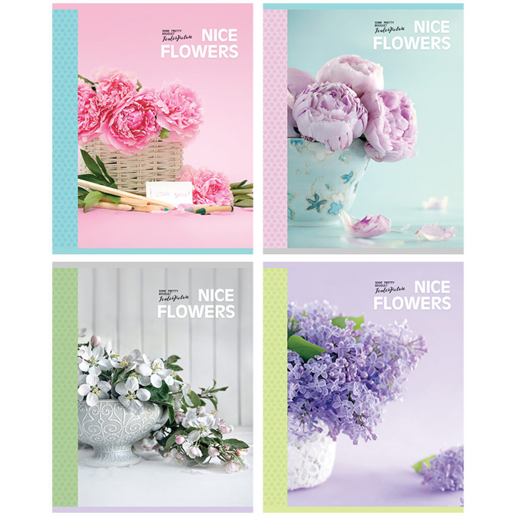 Тетрадь А5 48л кл. Greenwich Line "Nice flowers", мат.лам, выбор. УФ-лак