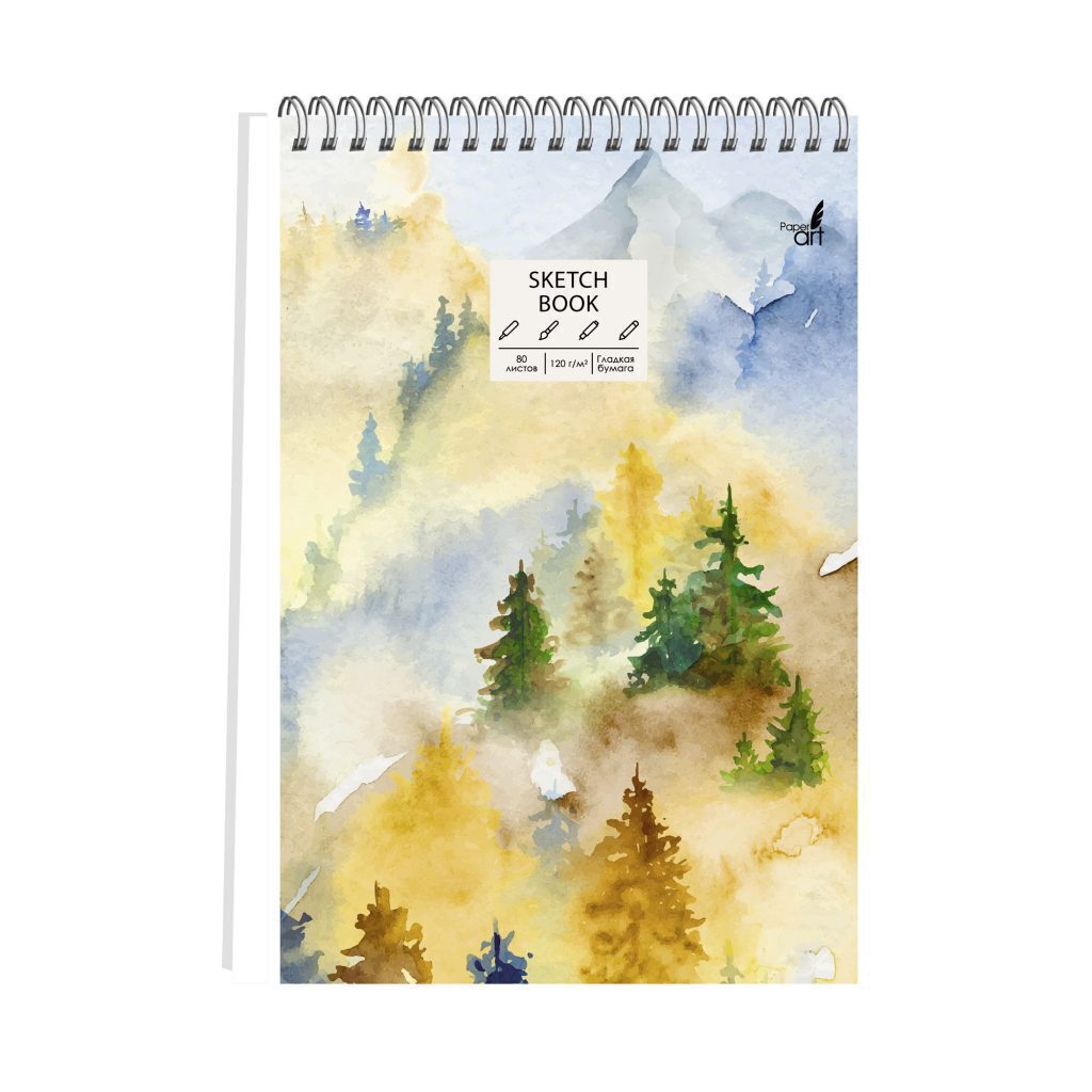 Скетчбук А5+  80л., гребень, 120гр/м2 "SKETCHBOOK. Акварельный пейзаж" мат.лам., тв.подложка