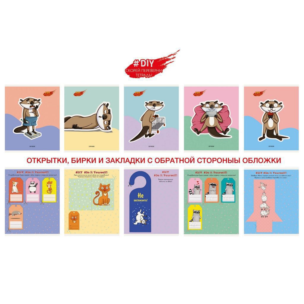 Тетрадь А5 48л кл. Канц-Эксмо "DIY Collection. Выдры", твин.лак., белизна 100%