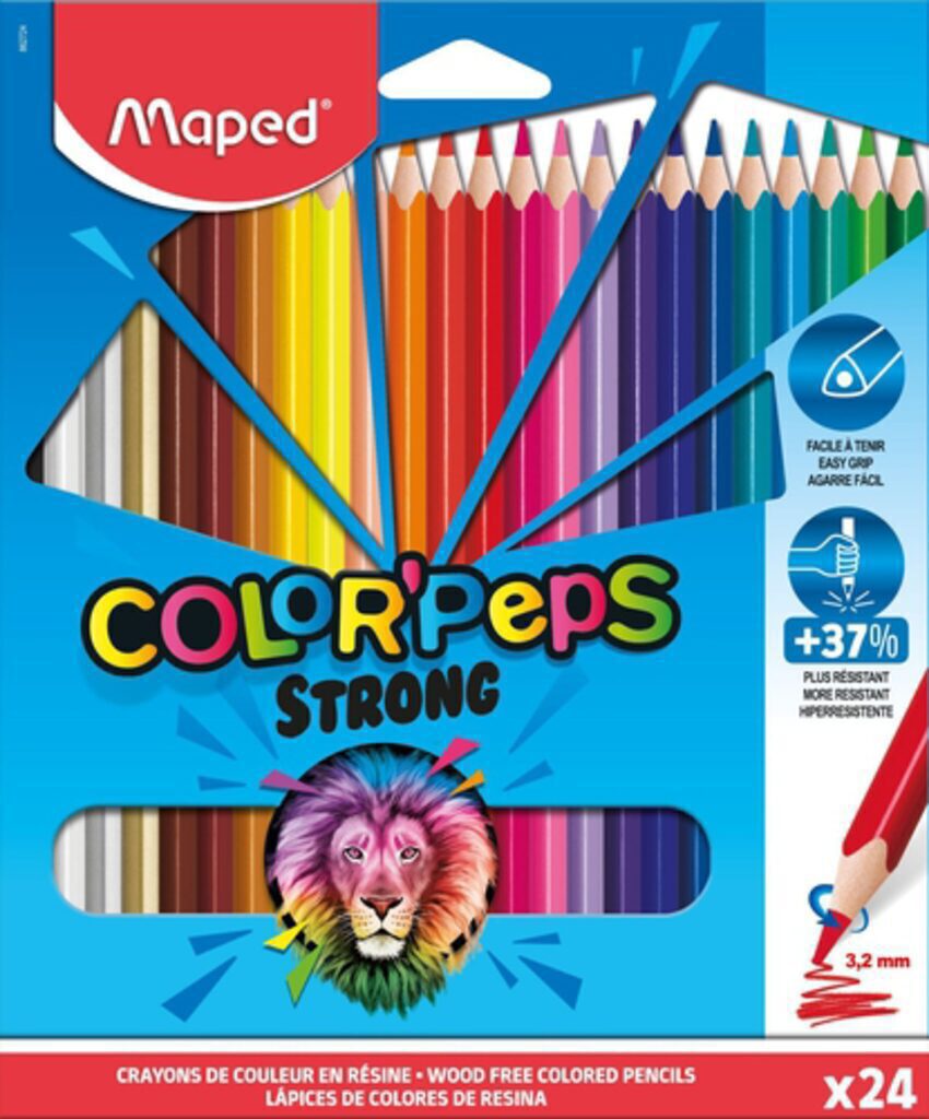 Карандаши цвет. 24цв  Maped Color Peps Strong, пластиковые, повышенной прочности