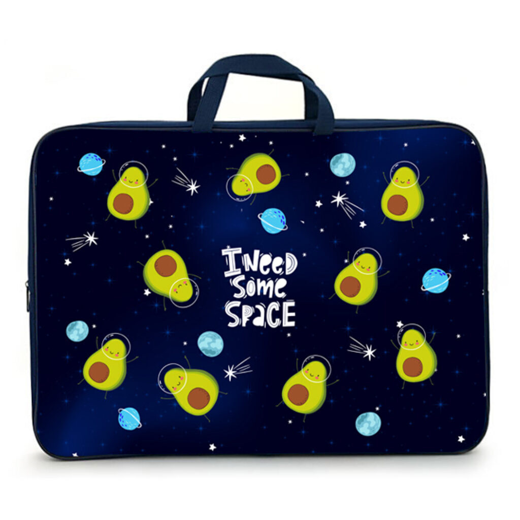 Папка А3 для менеджера широкая, ручка тканевая,  Авокадо в космосе