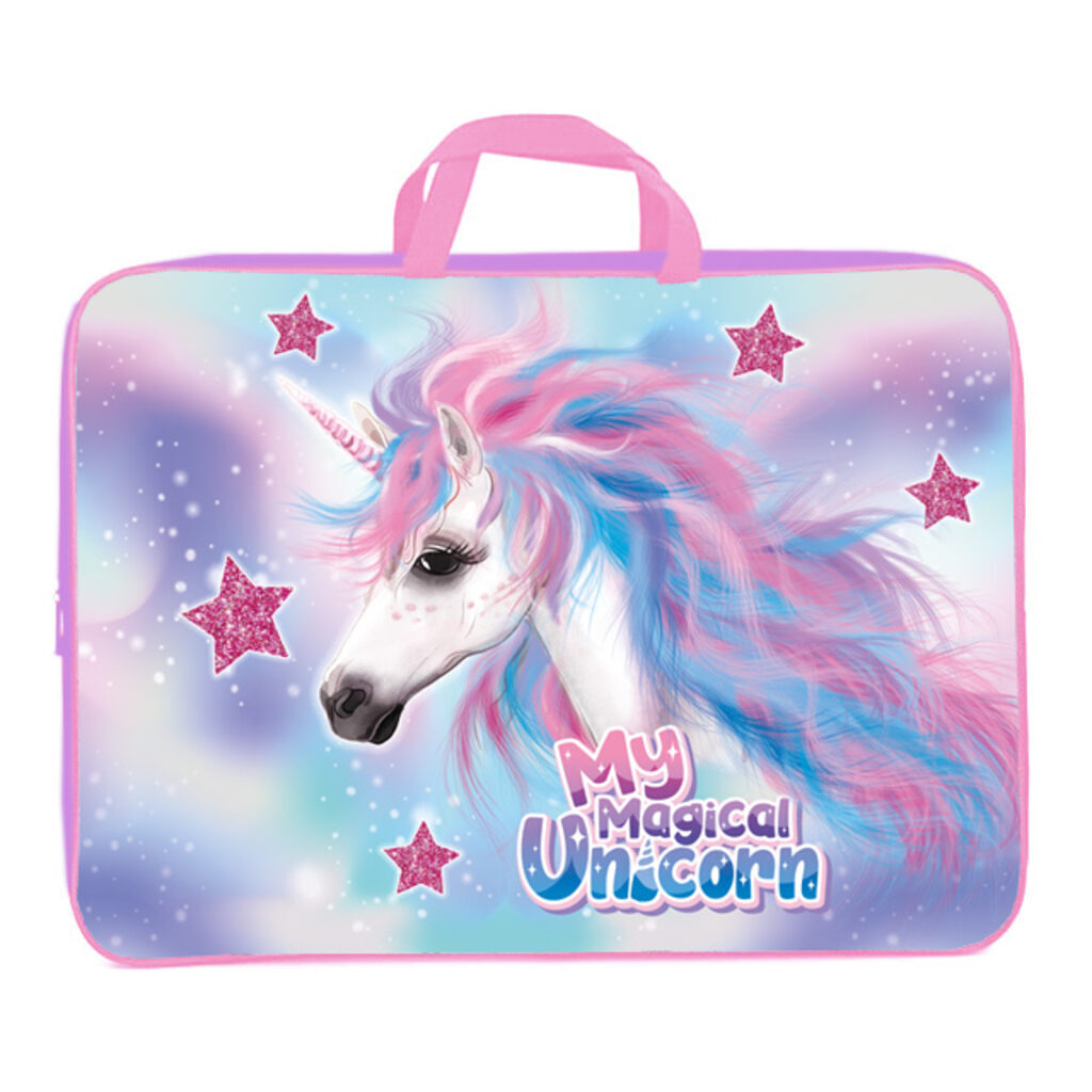 Папка А3 для менеджера широкая, ручка тканевая,  Волшебный единорог