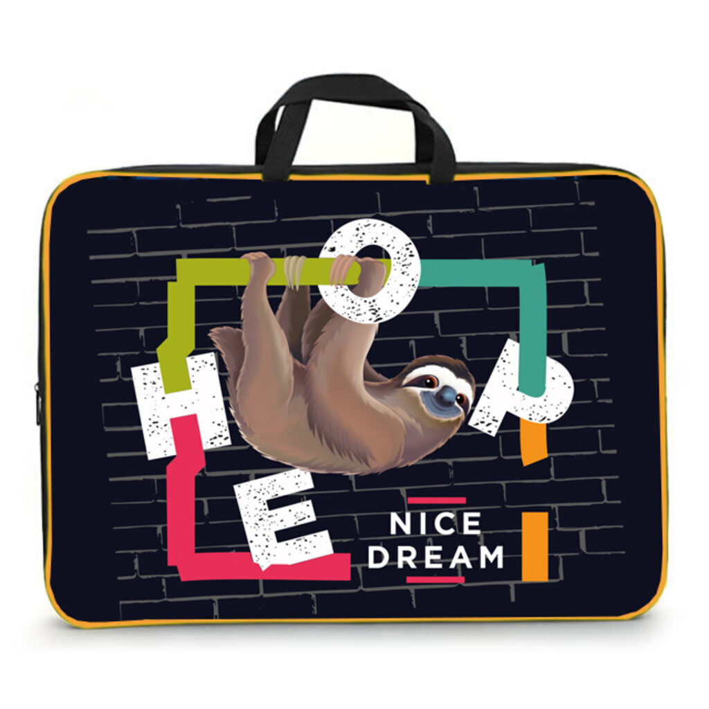 Папка А3 для менеджера широкая, ручка тканевая,  Забавный ленивец