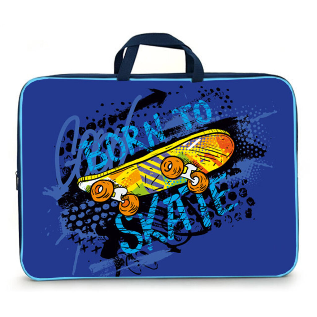 Папка А3 (475*345*75) с ручками, молния, ткань "Скейт"