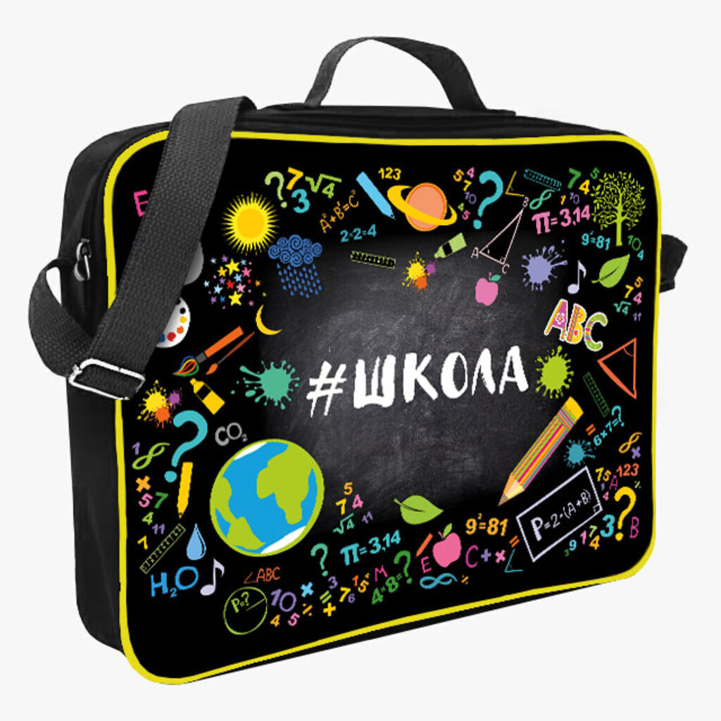 Папка А4 (350*265*60) с ручками, молния, ткань "Школа"