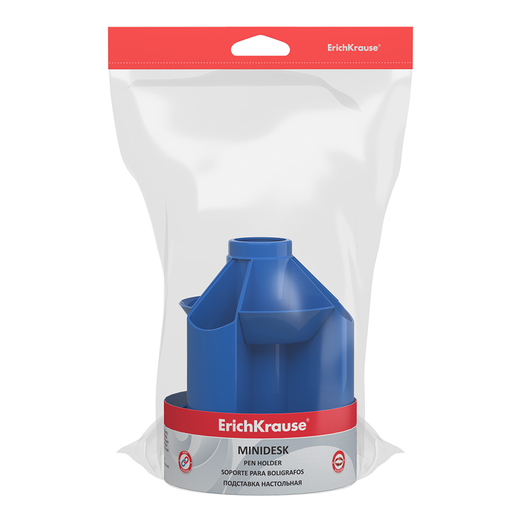 Подставка настольная вращающаяся пластиковая ErichKrause Мини органайзер, Классика, синяя