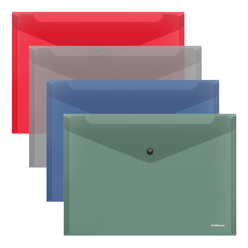 Конверт на кнопке А4 полупрозр.  Glossy Classic ассорти