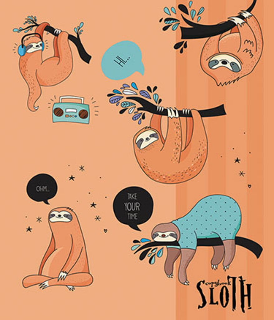 Тетрадь А5 48л кл. Апплика "Ленивцы", белизна 90%