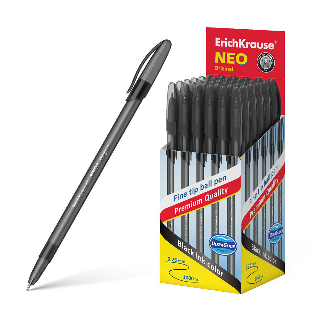 Ручка шар. ЕК Neo Original 0,7мм прозрачн.корп, черная