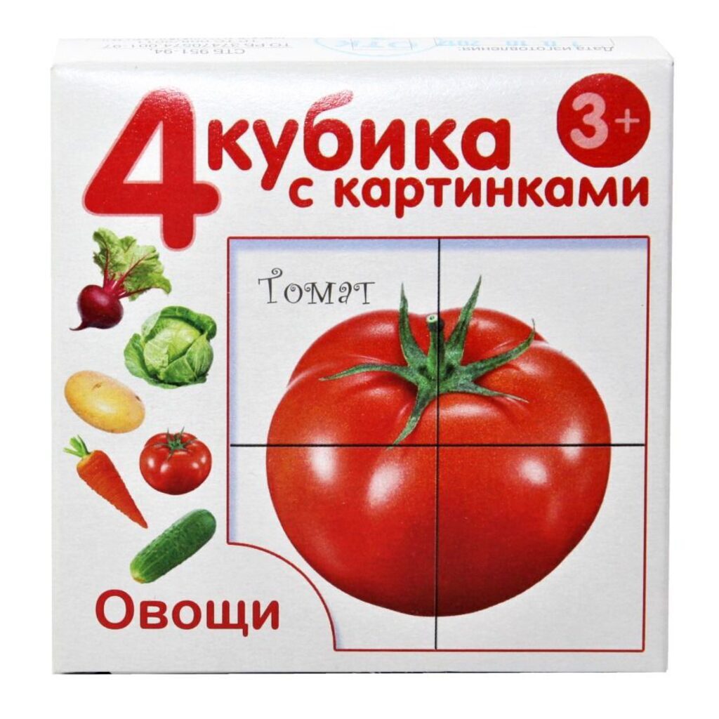 Кубики пластиковые  4шт "Овощи" 3+