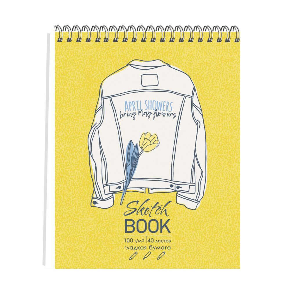 Скетчбук А6+  40л., гребень, 100гр/м2 "Yellow mood" мат.лам.