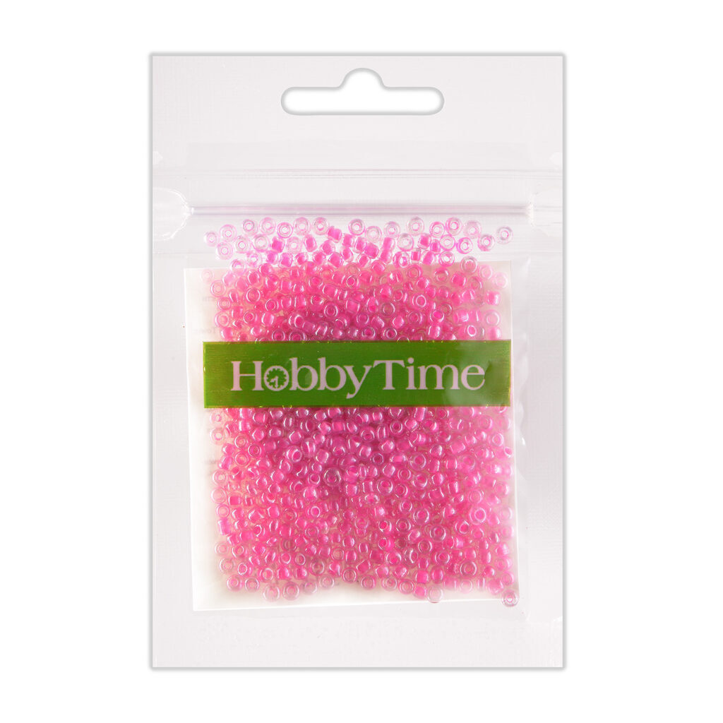 БИСЕР КРУГЛЫЙ ЛЮМИНЕСЦЕНТНЫЙ , 2 ММ, 10 ГР,ЯРКО-РОЗОВЫЙ №12