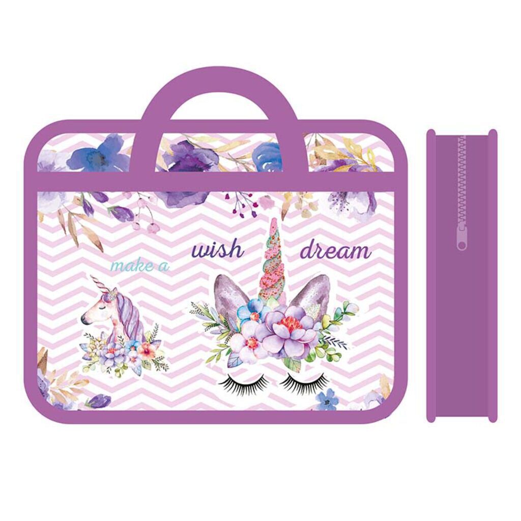 Папка А4 (330*260*75) с ручками, молния, пластик "Magic Dream"