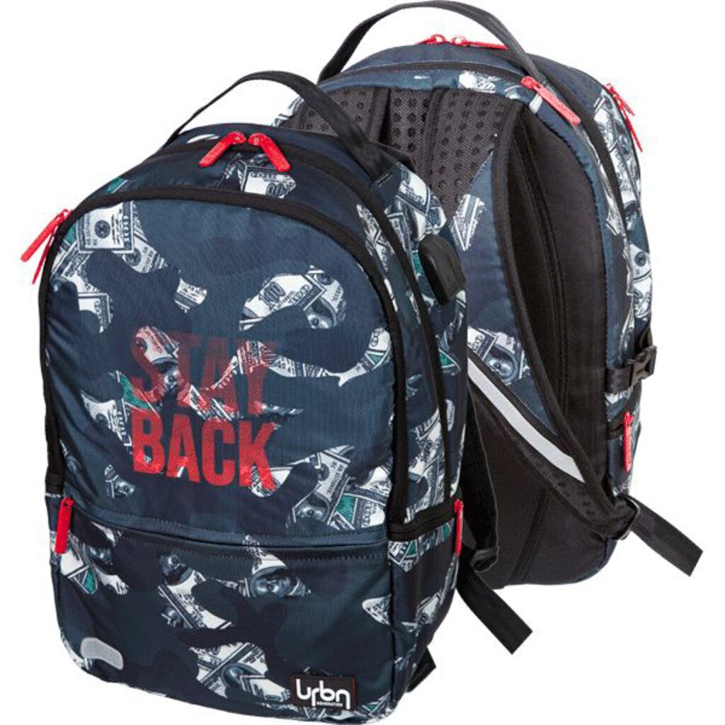Рюкзак подростковый 39*30*17см deVENTE "Red Label. Money Stay Back" 2отд.,4карм.USB и аудио выход