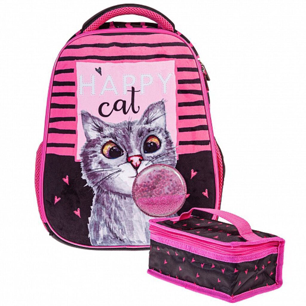 Ранец школьный 38*29*12,5см Hatber Ergonomic light "Bubble-cat" EVA