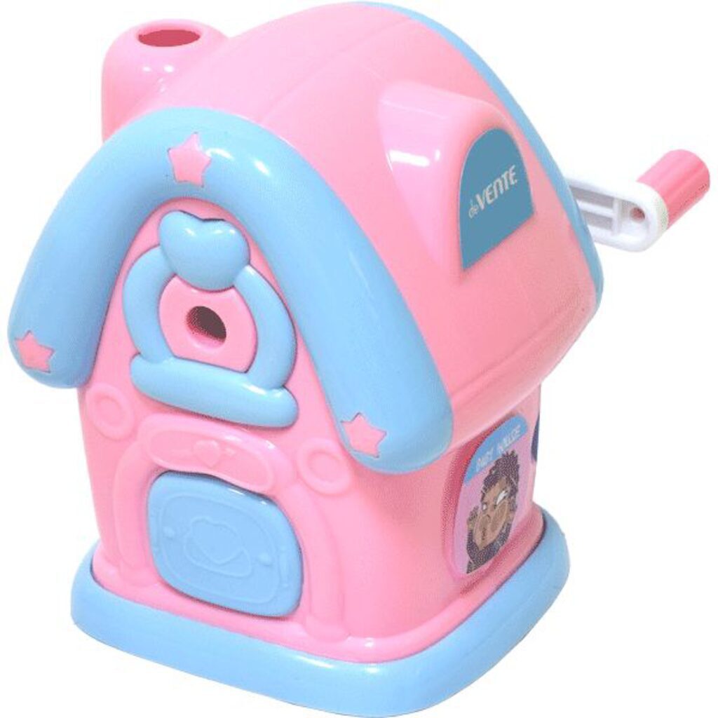 Точилка механическая 1 отв.,  Домик резной, розовый*