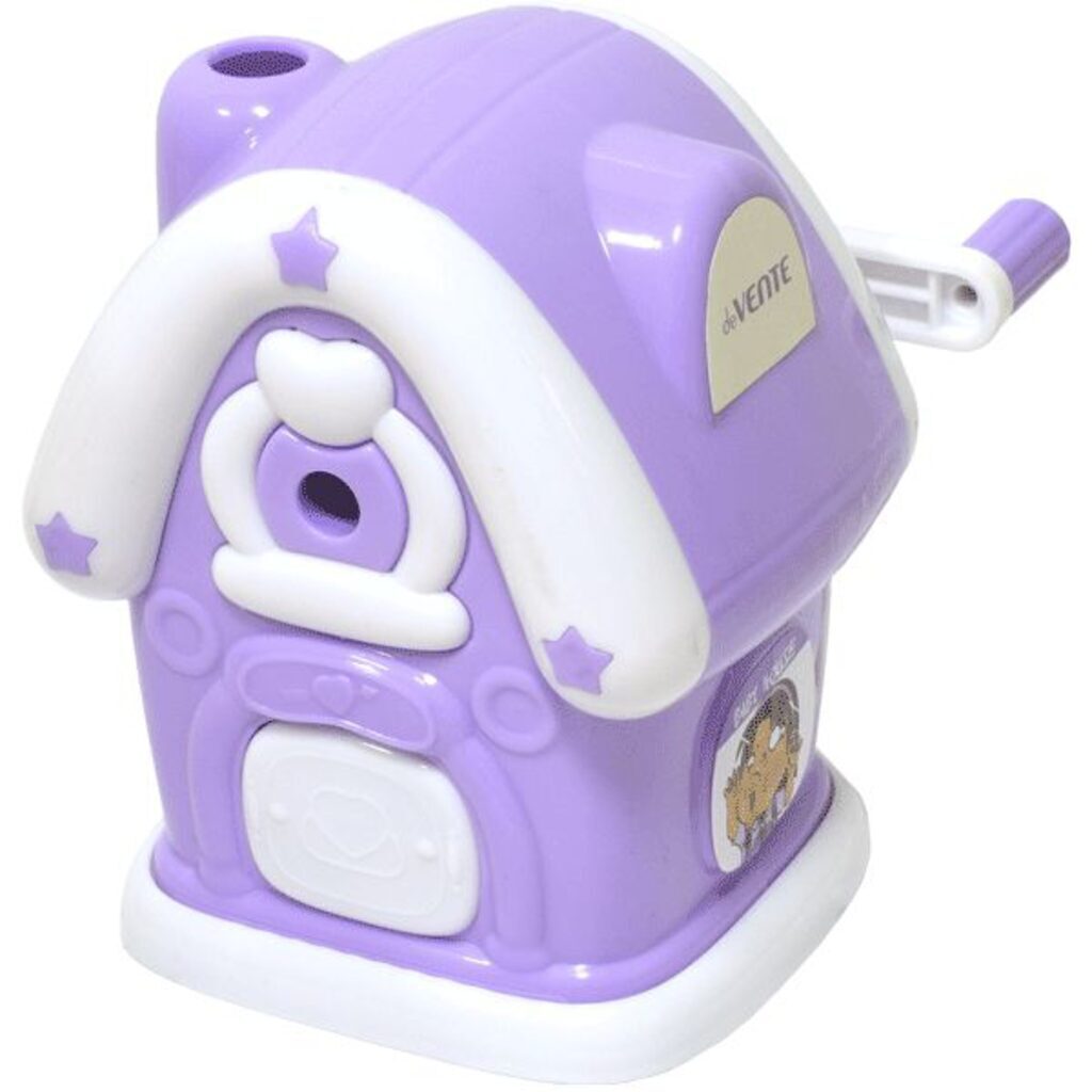 Точилка механическая 1 отв.,  Домик резной, сиреневый