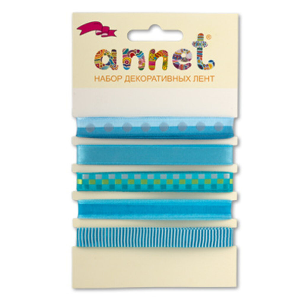 Ленты декоративные 5шт, 1 м, цвет голубой