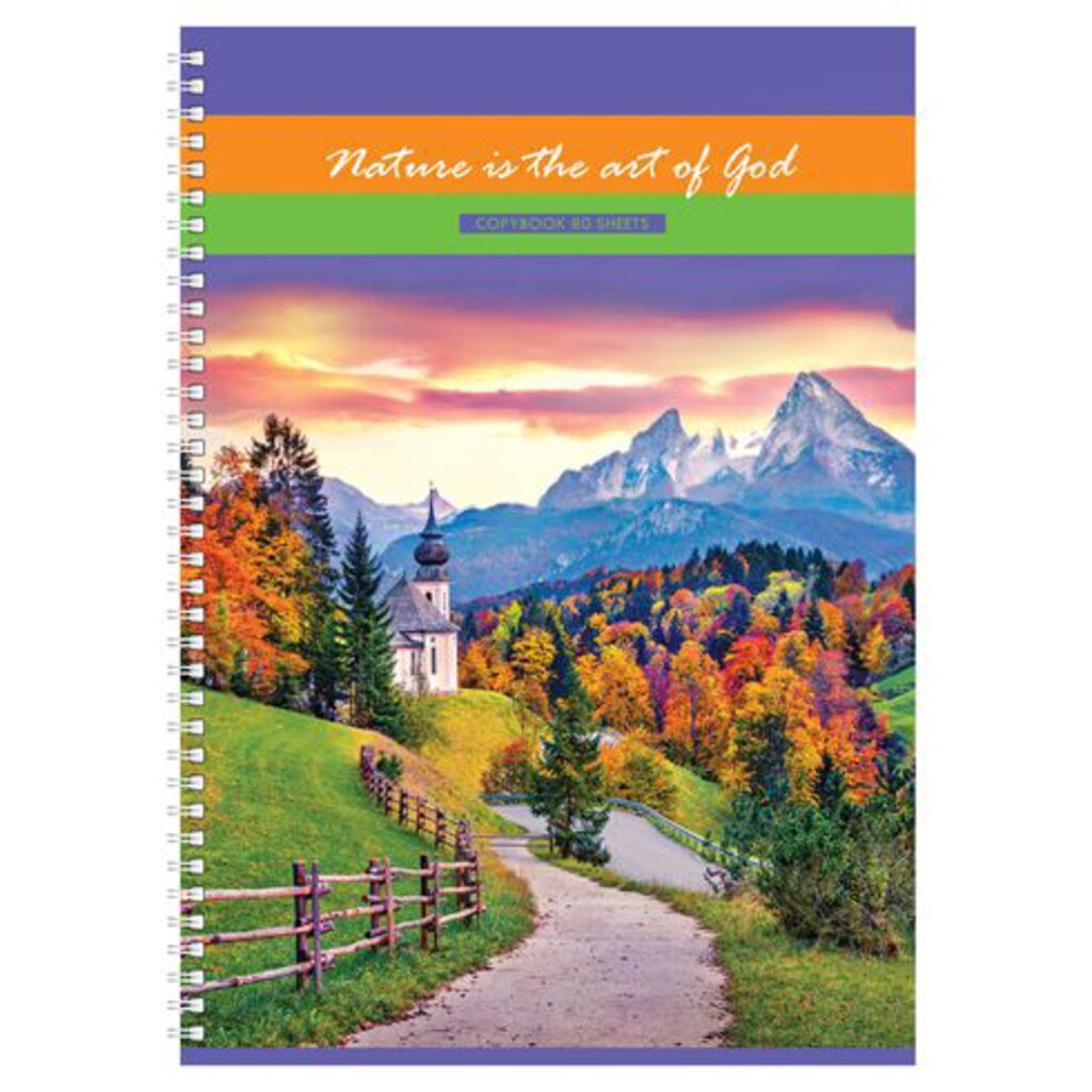 Тетрадь А4  80л кл. гребень BG "Краски природы"