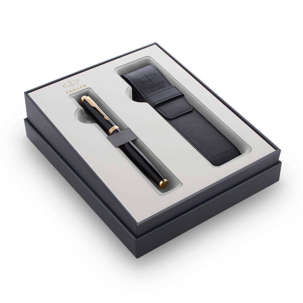 Набор Parker IM Black GT  ручка перьевая, 1,0мм и чехол из экокожи