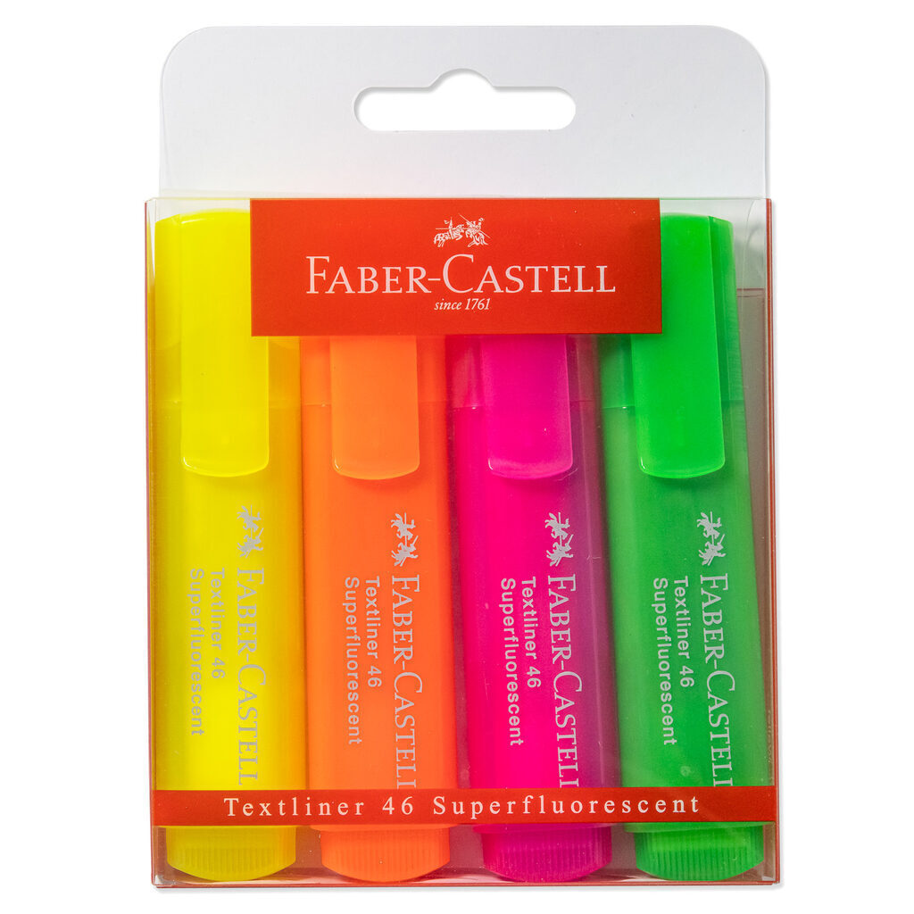 Набор текстовыделителей Faber-Castell "46 Superfluorescent" 4цв.флуоресц., 1-5мм