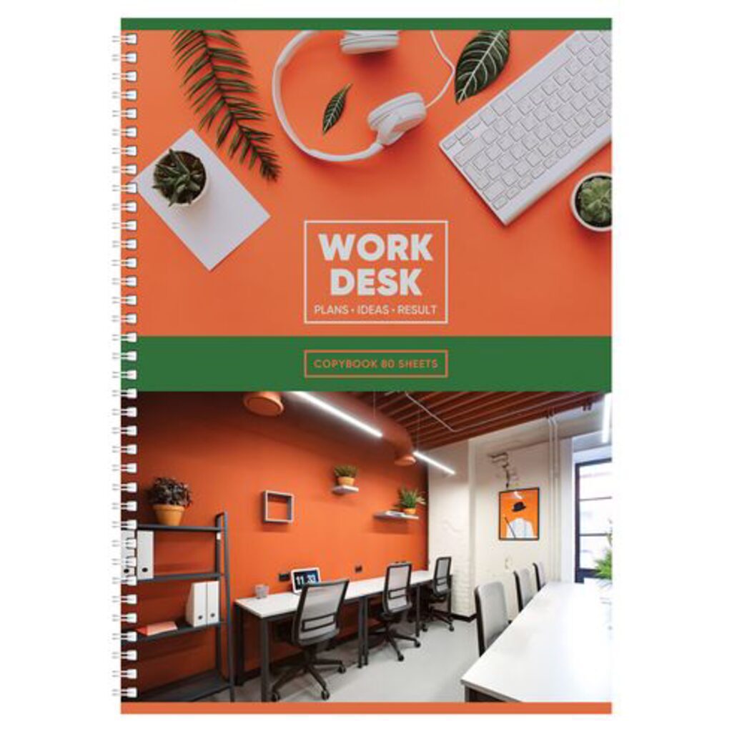 Тетрадь А4  80л кл. гребень BG "Orange work"