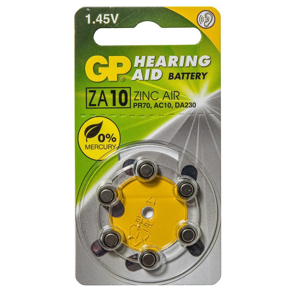 Батарейка GP ZA10F (PR70, AC10, DA230) воздушно-цинковая,, блистер, цена за 1 шт