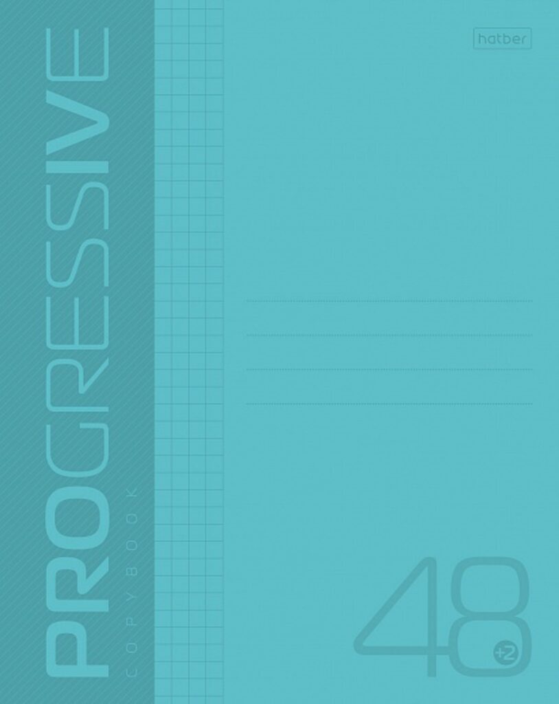 Тетрадь А5 48л кл. Hatber  пласт.обл. "PROGRESSIVE. Бирюзовая"