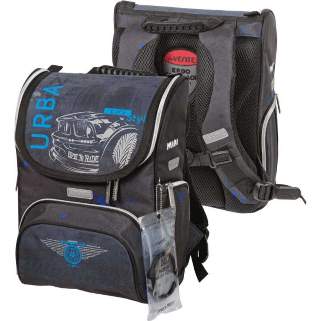 Ранец школьный 35*26*20см Mini. Urban Car" полиэстер,  1 отд на замке, 3 карм, светоотр. 800гр