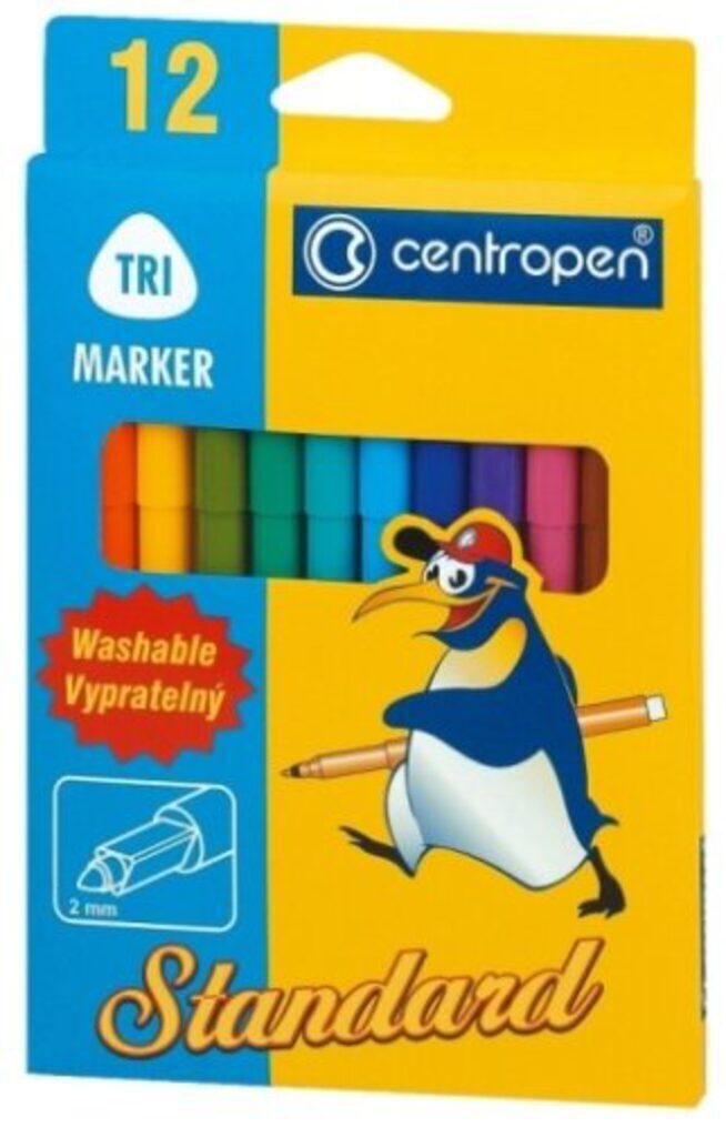 Фломастеры  12цв "Centropen trio" треуг.захват   РАСПРОДАЖА !!!
