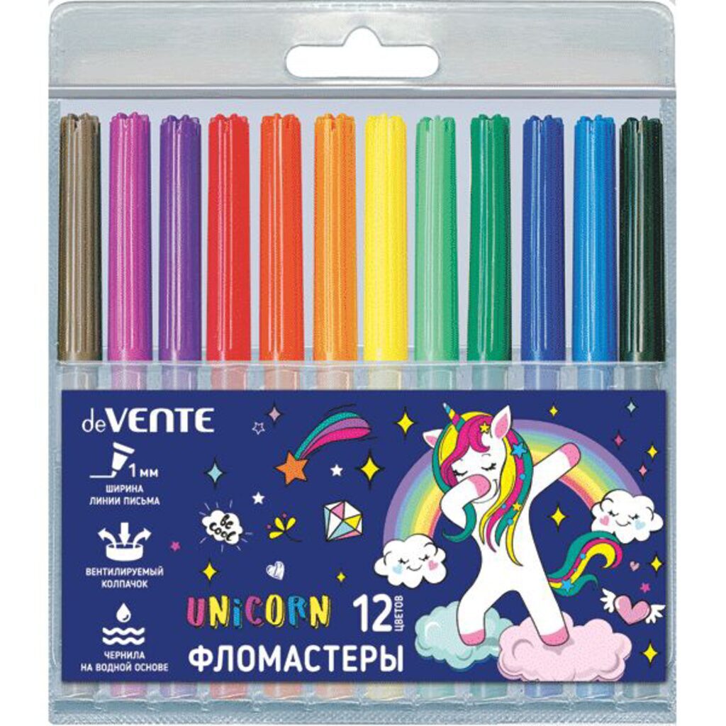 Фломастеры  12цв "deVENTЕ. Magic Unicorn" , вент. колпачок, блистер