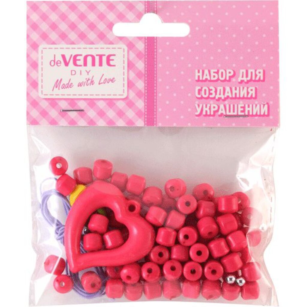 Бусины пласт. "deVENTE"  красные, ассорти форм и цветов 97 шт.