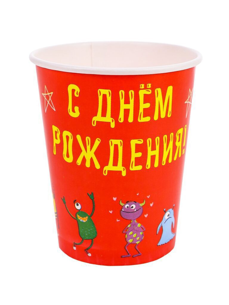 Стакан бум. "Монстрики" 250 мл, 6 шт. флоупак