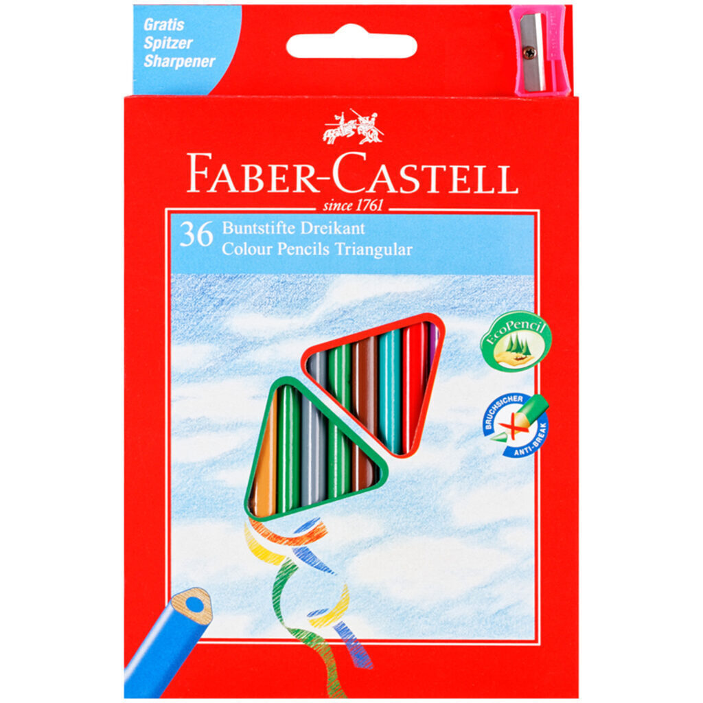 Карандаши цвет. 36цв  Faber-Castell  Ecopen , трехгран., заточен., европодвес, с точилкой
