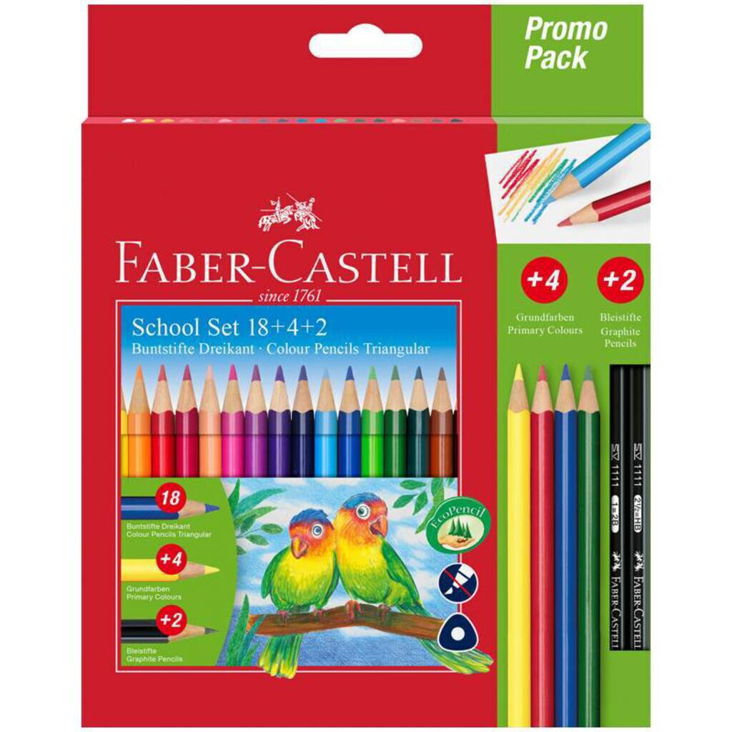 Карандаши цвет. 18цв  Faber-Castell  трехгран заточен.,+4цв.+2ч/г