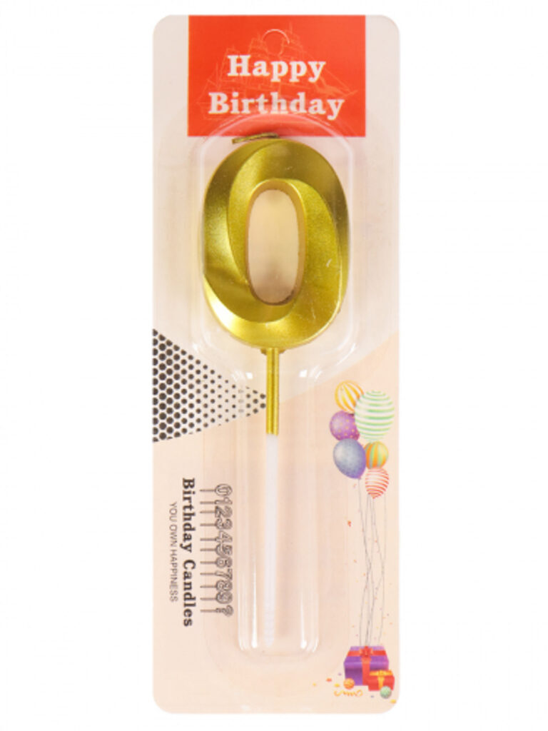 Свеча-цифра "0" Золотой стиль