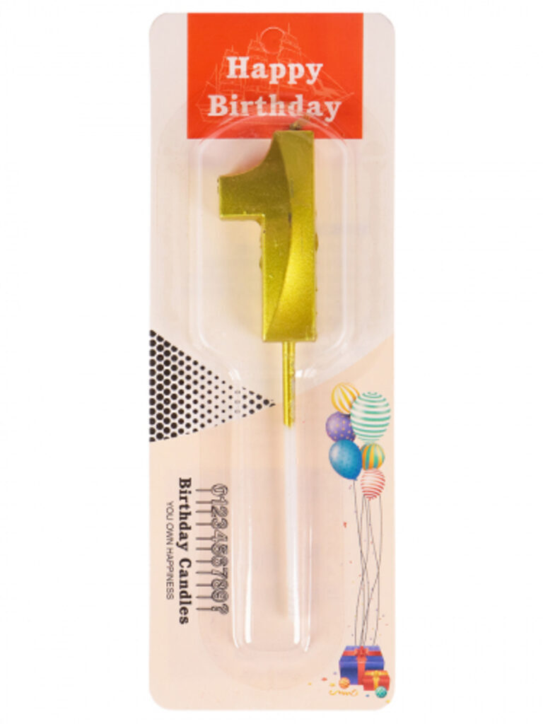 Свеча-цифра "1" Золотой стиль