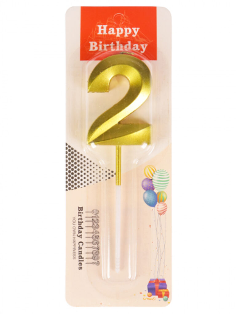 Свеча-цифра "2" Золотой стиль