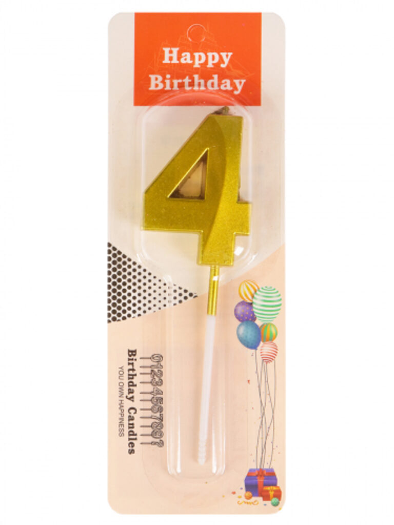 Свеча-цифра "4" Золотой стиль