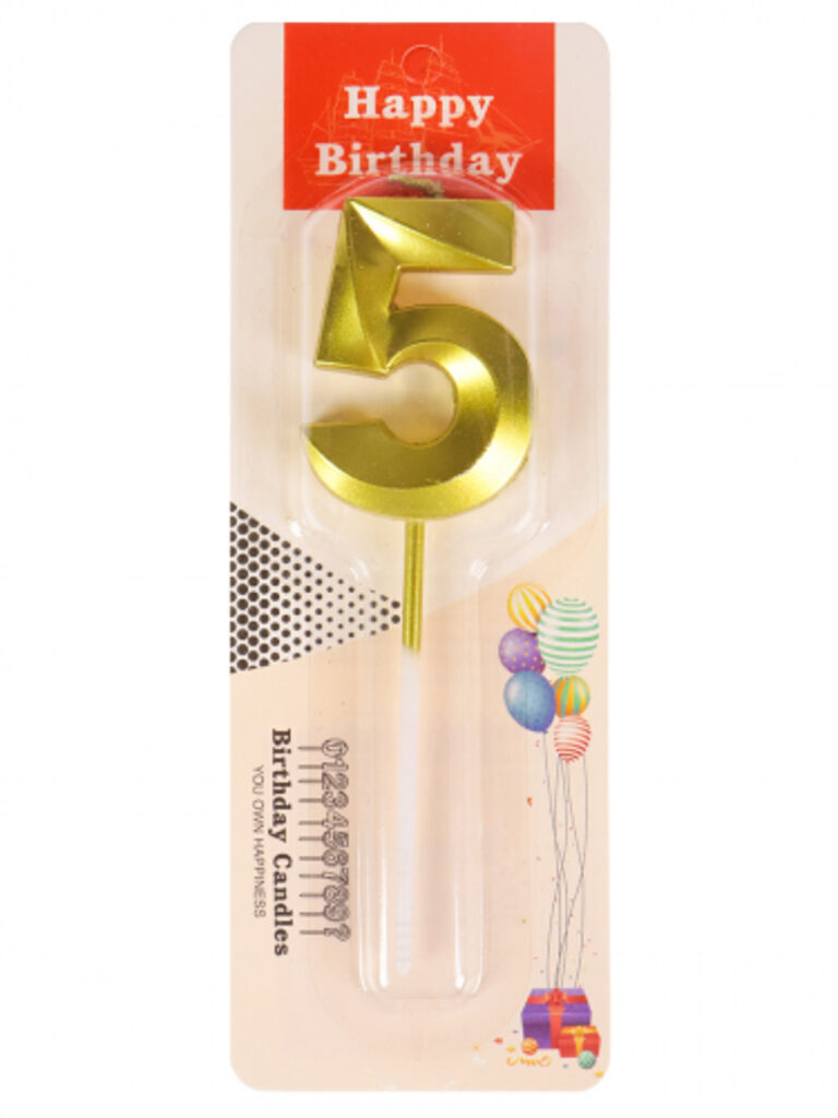 Свеча-цифра "5" Золотой стиль