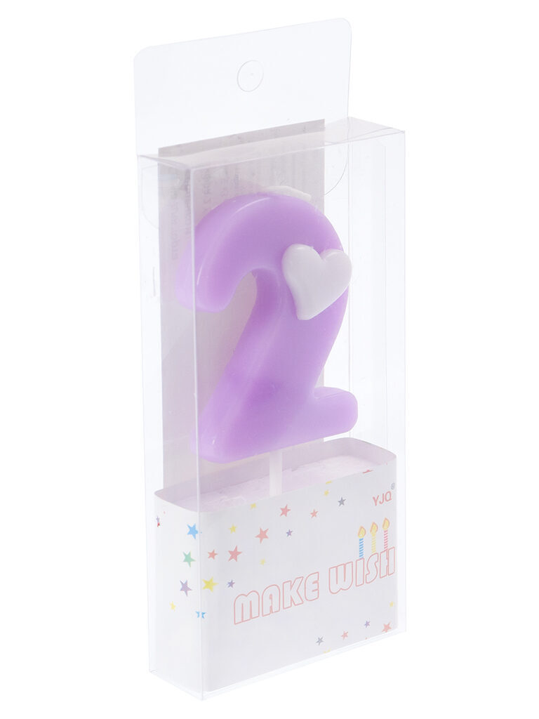 Свеча-цифра "2" с сердечком