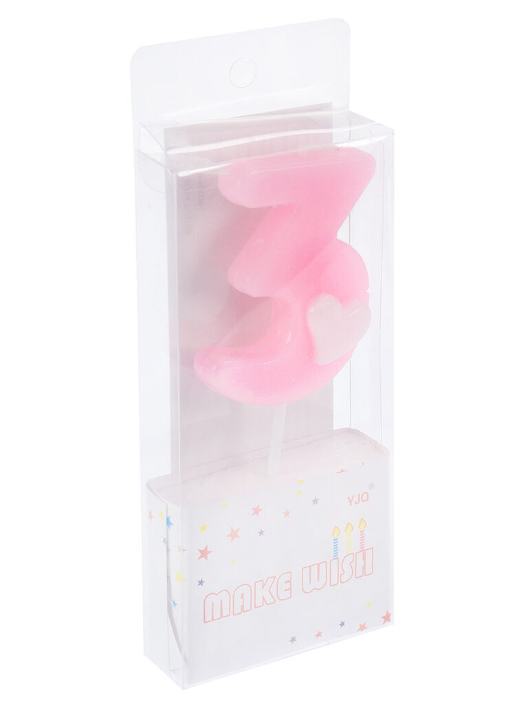 Свеча-цифра "3" с сердечком