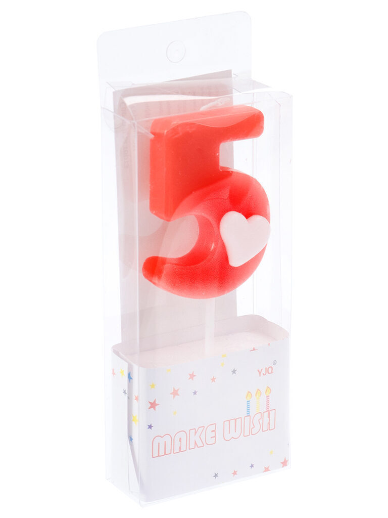 Свеча-цифра "5" с сердечком