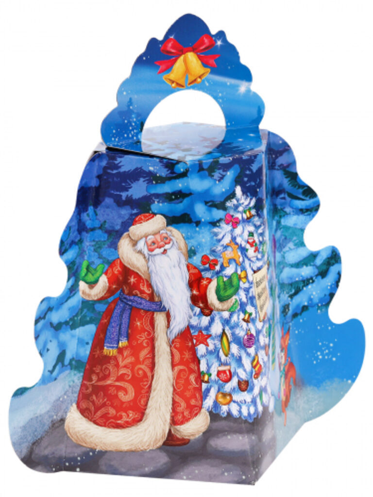 Коробка для конфет  700гр Ёлочка Дедушка Мороз и снеговик"