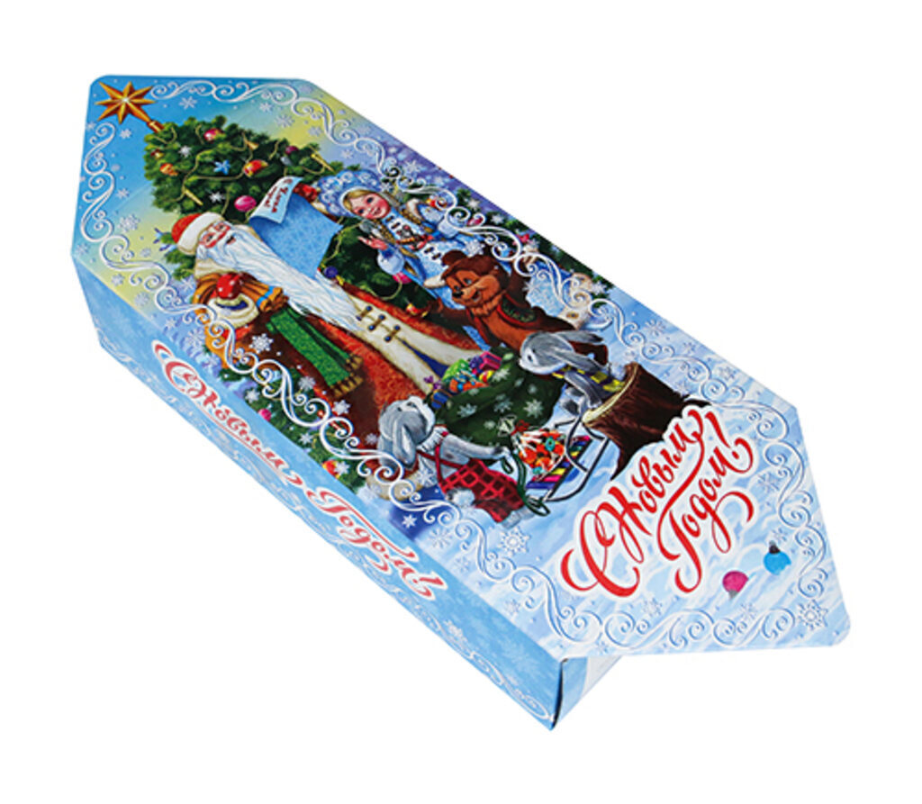 Коробка для конфет  700гр Конфета "Дедушка Мороз и зверята"