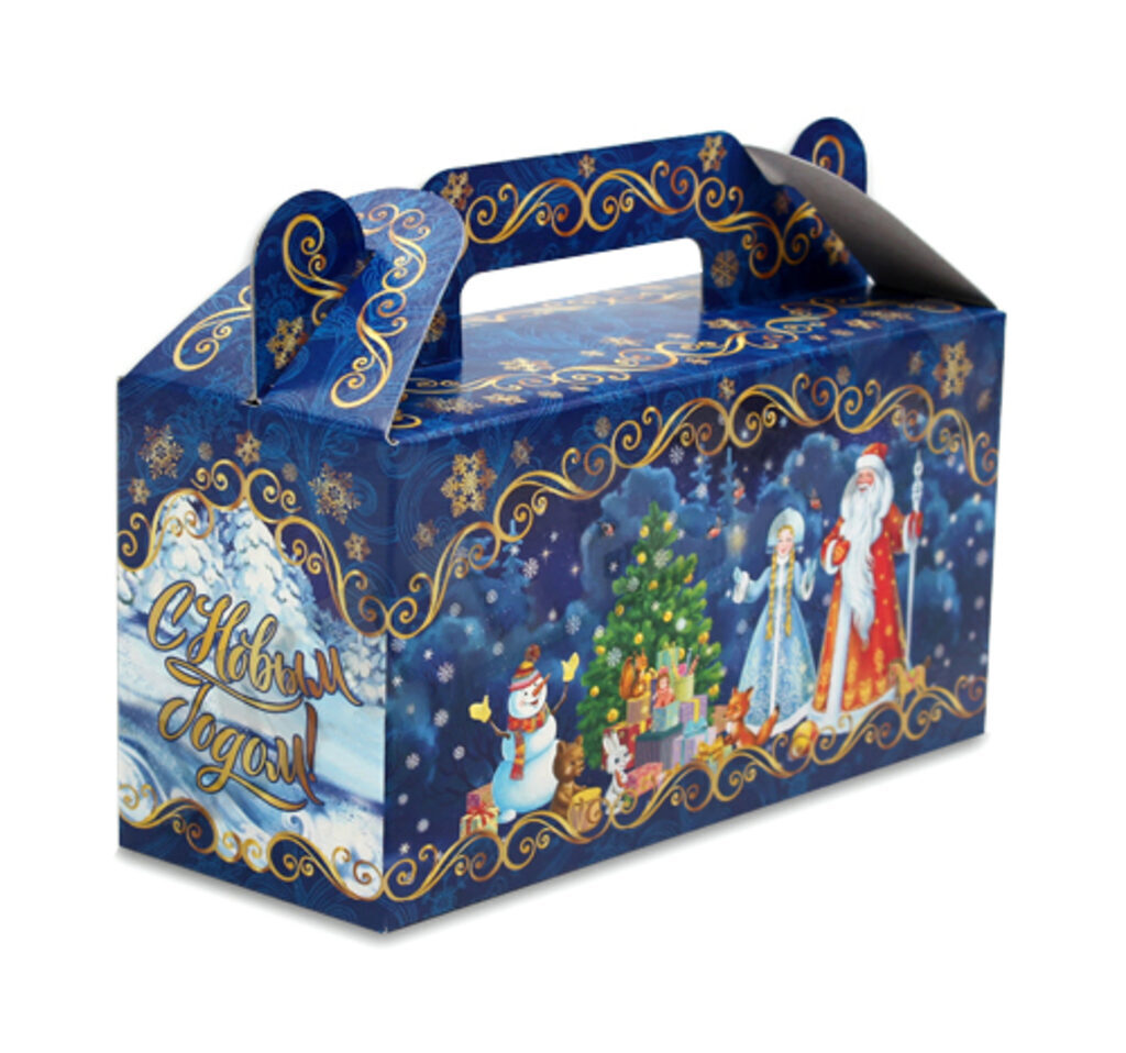 Коробка для конфет  500гр Сундучок "Снежный лес"