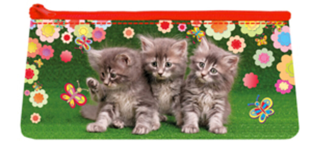 Пенал-косметичка (200*100*40) молния, ткань "Три котёнка"